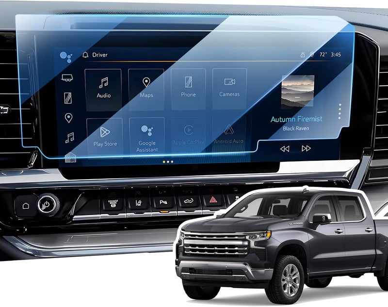 LANGBEAN 13.4" Screen Protector for 2025-2022 Chevrolet Silverado & GMC Sierra 1500 & GMC Sierra 2500HD/ 3500HD, HD Clear, High Sensitivity, 9H Tempered Glass Car Navigation Screen Protector - Image 1